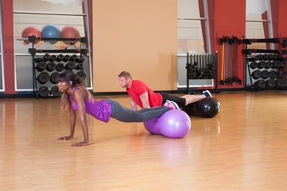 Black Mountain Products Exercise Stability Yoga Peanut Ball, Foot Pump, Ball Plug, Plug Puller, 2000 Lbs Static Weight Capacity Antiburst - color: Purple