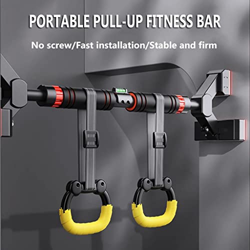 Chin Up Bar Portable Door Frame Pull-up bar, with Kids Swing and Gymnastics Ring, no Screw Wall-Mounted Steel Fitness Horizontal bar (Size : 103-135cm/40.6-53.1") - size: 103-135cm/40.6-53.1"