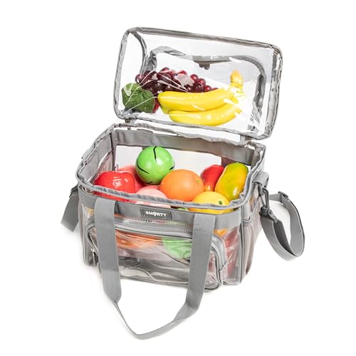 J.CARP Clear Bag Heavy Duty Backpack Durable Transparent See Through Bag - color: Lunch Bag Small, Grey