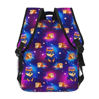 Casual Travel Daypack Purple Galaxy Space Shiba Inu Doge, Multi Pocket Water Resistant Backpack for Men Women Weekend Getaways - color: Pattern (12)
