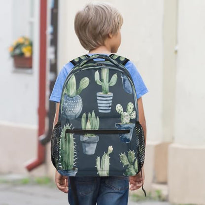 Cacti Plant Backpack with Chest Strap, Casual Backpack for Women Men, 16 Inch Daypack for Travel Work, Cactus - color: Gold