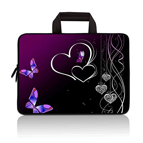 14 15 15.4 15.6 inch Laptop Handle Bag Computer Protect Case Pouch Holder Notebook Sleeve Neoprene Cover Soft Carrying Travel for Dell Lenovo Toshiba HP Chromebook ASUS Acer - color: Purple Butterfly