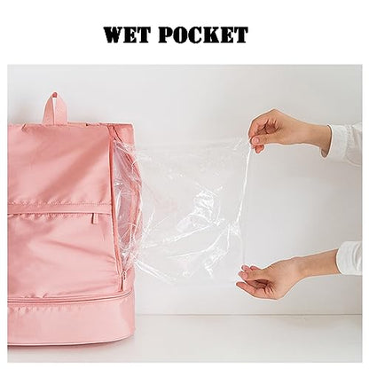 fulion Lightweight Travel Backpack, Dry and Wet Separation Bag, Independent Shoes Dirty Clothes Storage Location, Suitable for Travel Fitness Hiking Backpack (pink) - color: Pink