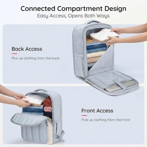 Taygeer Quilted 40L Travel Backpack with Connected Compartments, Underseat Puffer Luggage Backpack with 3 Packing Cubes, TSA Flight Approved Travel Carry on Bag Fits 17.3 inch Laptop for Women, Blue