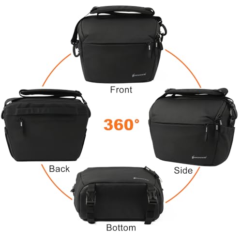 Besnfoto Camera Bag Crossbody Waterproof Sling Purse Case Small Photography Shoulder Messenger Bag Backpack with Tripod Holder for DSLR SLR Mirrorless Camera - color: Black