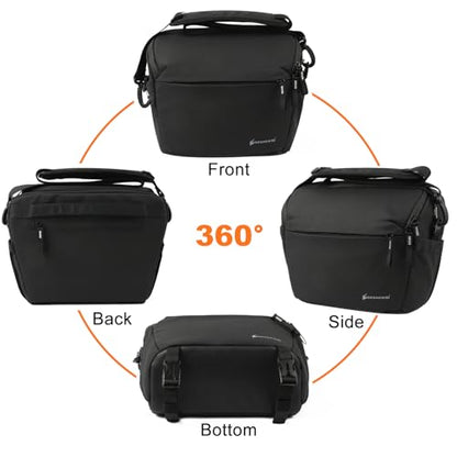Besnfoto Camera Bag Crossbody Waterproof Sling Purse Case Small Photography Shoulder Messenger Bag Backpack with Tripod Holder for DSLR SLR Mirrorless Camera - color: Black