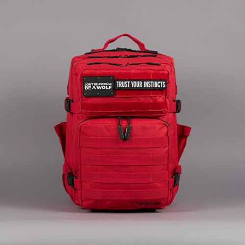 WOLFpak 35L Athletic Gym Backpack - Durable 1000D Waterproof Oxford Material with MOLLE Webbing, Laptop Pocket & Dual Cup Holders, Durable Fitness/Travel/Military Daypack (Elite Red) - color: Elite Red