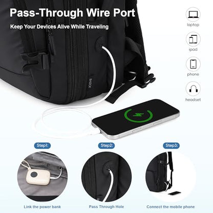BAGOK Carry On Travel Backpack, Expandable Extra Large Airline Approved,Lightweight Daypack for Men and Women（Black） - color: B-black, size: Medium