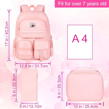 CCJPX Girls Backpack, 16 inch School Laptop Bag College Bookbag, Anti Theft Daypack for Teens Girls Students Women - color: Pink