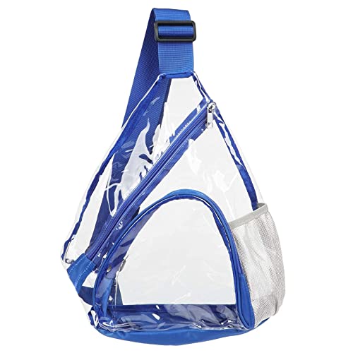 HULISEN Clear Sling Bag, Clear Bag Stadium Approved, Transparent Shoulder Crossbody Backpack Chest Casual Daypack - color: Blue