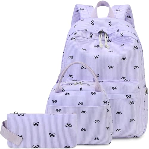 LEDAOU Backpack for Girls School Bag Kids Bookbag Teen Backpack Set Daypack with Lunch Bag and Pencil Case | Kids - color: Bow Pattern