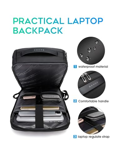 FUTURE AESTHETIC Business Smart Backpack Waterproof fit 15.6 Inch Laptop Backpack with USB Charging Port,Travel Backpack - color: Black