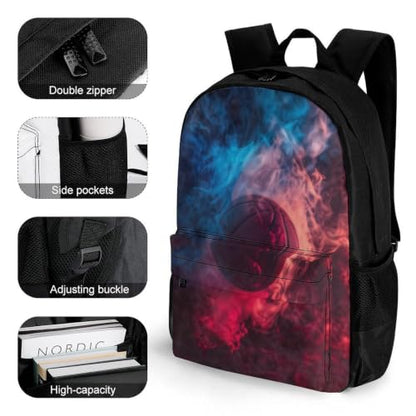 Basketball Smoke Backpack, Durable Polyester Daypack with Laptop Compartment, Reinforced Bottom, Adjustable Shoulder Straps And Multi Pockets for Travel And Daily Use - color: Basketball Smoke
