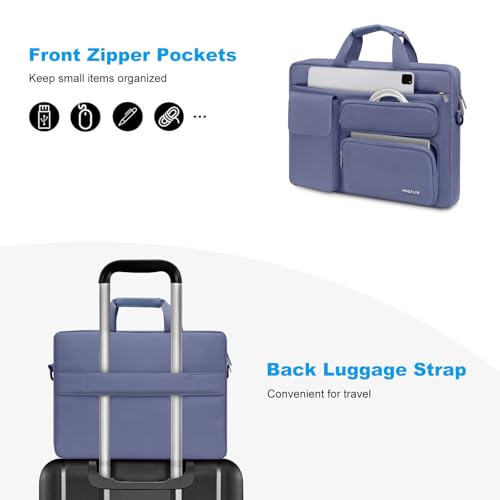 MOSISO Laptop Shoulder Bag 15.6 inch, 15-15.6 inch Computer Bag Compatible with MacBook Pro 16 inch, HP, Dell, Lenovo, Notebook with 2 Raised&1 Flapover&1 Horizontal Pocket&Handle&Belt, Lavender Gray - color: Lavender Gray, size: 16 inch