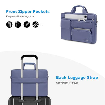 MOSISO Laptop Shoulder Bag 15.6 inch, 15-15.6 inch Computer Bag Compatible with MacBook Pro 16 inch, HP, Dell, Lenovo, Notebook with 2 Raised&1 Flapover&1 Horizontal Pocket&Handle&Belt, Lavender Gray - color: Lavender Gray, size: 16 inch