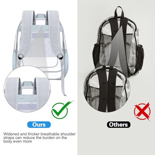 HEEYA Clear Backpack Heavy Duty Transparent Backpack for Security, Sports, Work, Travel, Stadium - color: Grey