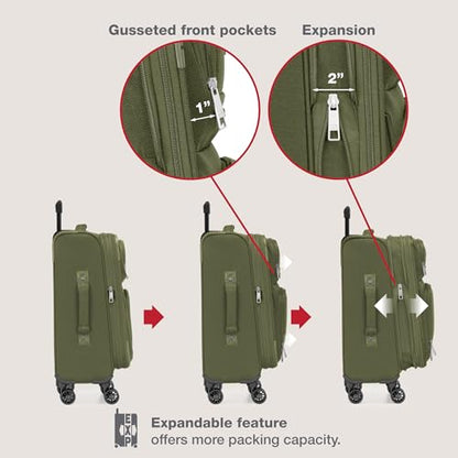 U.S. Traveler Rio Lightweight Softside Rolling Carry-on Suitcase, 4-Wheel Set, Green - color: Green, size: 22"/14"