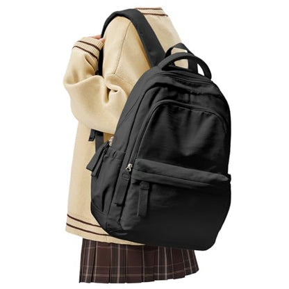 Black Backpack for Men Women, Lightweight Basic Causal Daypack Travel Carry on Backpack for Teens Boys and Girls Fits 15.6 Inch Laptop - color: J-black
