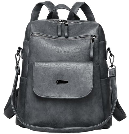 WYFJNX PU Leather Backpack Purse for Women Fashion Multipurpose Design Handbag Ladies Shoulder Bags Travel Backpack Blue Grey - color: Blue Grey