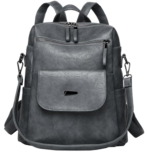 WYFJNX PU Leather Backpack Purse for Women Fashion Multipurpose Design Handbag Ladies Shoulder Bags Travel Backpack Blue Grey - color: Blue Grey