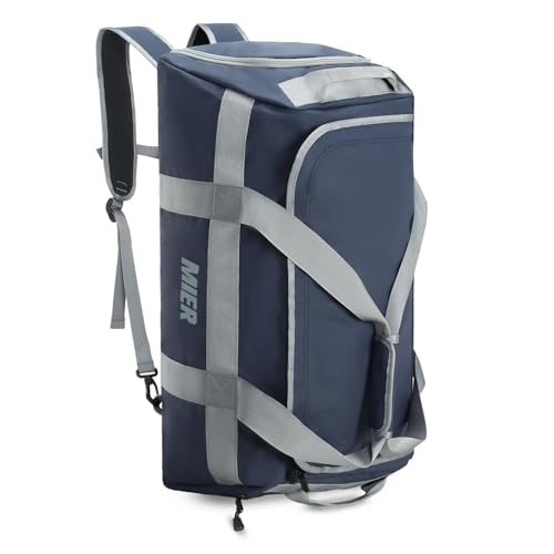 MIER Gym Bag for Men Large Duffel Backpack with Shoe Compartment, 60L Convertible Duffle Bags Weekender Overnight Bag for Gym Sports Travel, Blue - color: Blue