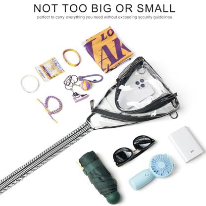 Clear Bag for Stadium Events 12x12x6 Stadium Bag Crossbody Purses Clear Sling Backpack for Concerts Football Games Travel - color: Black-G