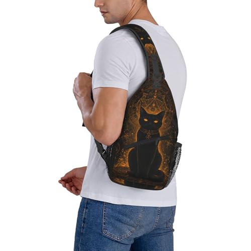 Sling Backpack Unisex Crossbody Chest Bag Shoulder Chest Bag For Women Men Hiking Travel - color: Black Cat