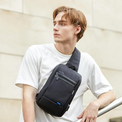 Kingsons Mini Sling Bag Hiking Daypack for Men, Waterproof Little Crossbody Travel Shoulder Bag, Small Anti-Theft Backpack Camping Bag for Traveling, Leisure, Commuting, Fit for 9.7" ipad Black… - color: Black-c