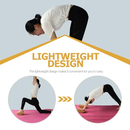 Kichvoe Yoga Balance Brick Set, Small Cork Half-crescent Yoga Blocks with Non-slip Surface for Core Muscle Training and Stability Support in Home Workouts