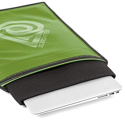 AquaQuest Storm 100% Waterproof Laptop Sleeve – Lightweight Ripstop Nylon Case, Welded Seams and Removable 5 mm Neoprene Liner – 11 in – Green – Fits up to 12 × 9.75 in - color: Green, size: 11 inch