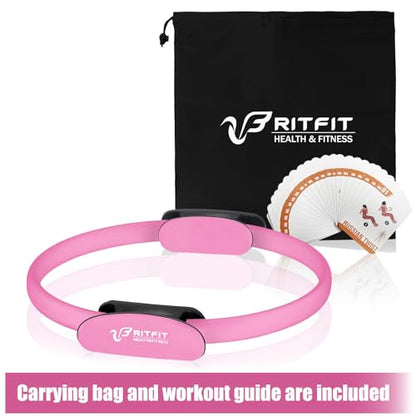 RitFit Pilates Ring Circle - 14 Inch Magic Fitness Circle for Toning Inner & Outer Thighs, Bonus Workout Guide Included - style: Pink