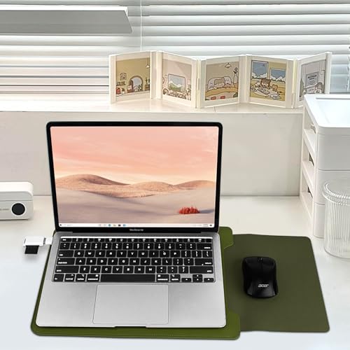 BVYA 15-16" Laptop Sleeve, PU Leather Laptop Case Compatible with MacBook Pro 16 2019-2021 M1 Pro M1 Max (A2485 A2141), Case Compatible with MacBook Pro 15 2010-2019 (A1990 A1707 A1398) - color: GREEN, size: For 15-16 inches