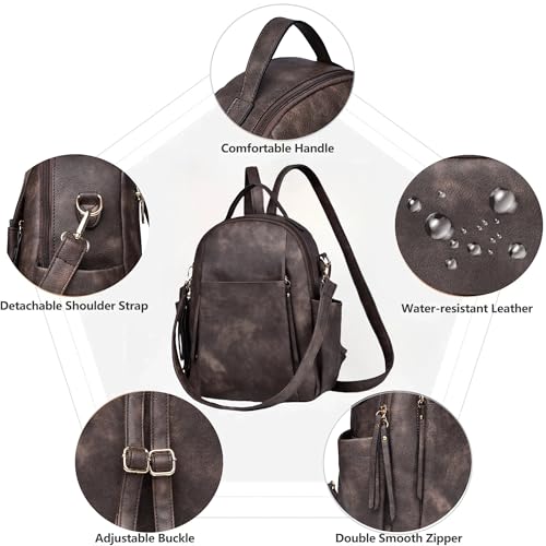 Small Backpack for Women Designer Leather Mini Backpack Purse Ladies Fashion Roomy Shoulder Handbag (Coffe-3) - color: Coffe-3