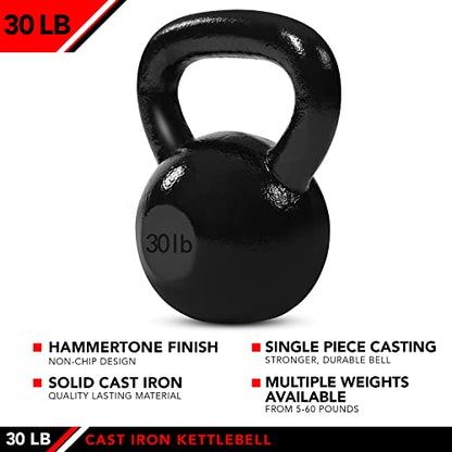 JFIT Cast Iron Kettlebell – Single Weight, Flat Bottom, Polished Handle | Men & Women | CrossFit, Cardio & Strength Training - size: 30.0 Pounds