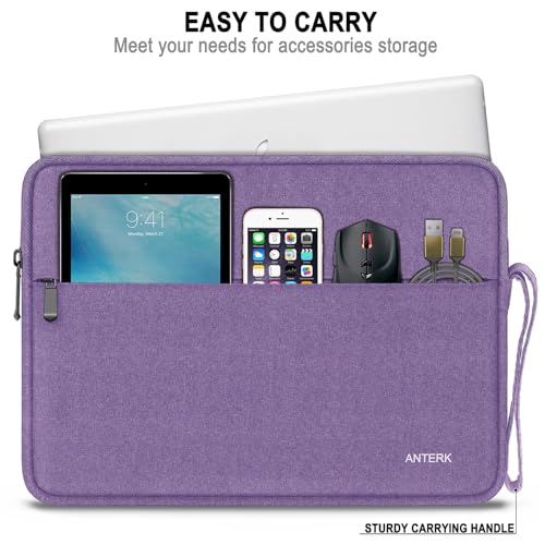 Laptop Sleeve 14 Inch, Water Resistant Traveling Computer Cover with Handle, Shockproof Protective Carrying Laptop Bag Compatible for 14 Inch MacBook Air/Pro, HP, Dell, Lenovo, Purple - color: Purple, size: 14 Inch