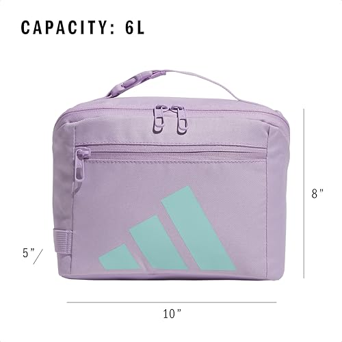 adidas Kids Affiliate Lunch Bag – Insulated Lunchbox for Girls and Boys, 6L - color: Powder Plum Purple/Clear Pink/Semi Flash Aqua Blue