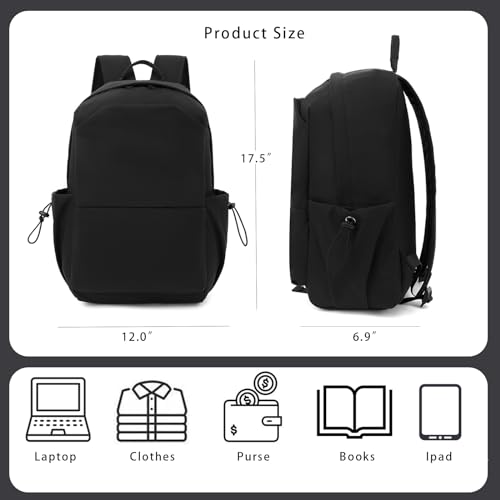 YGR Laptop Backpack for Women and Men, Waterproof Lightweight Travel Daily Rucksack Casual 15.6 inches Computer Bags for College, Black - color: Black