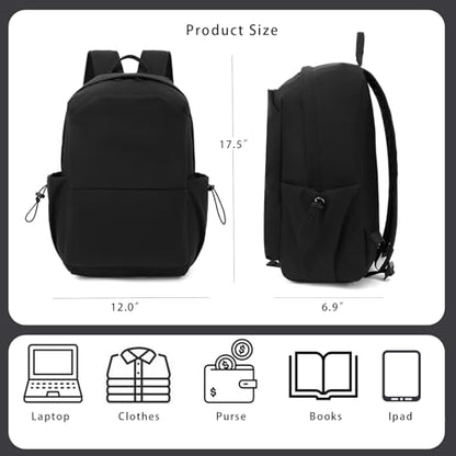 YGR Laptop Backpack for Women and Men, Waterproof Lightweight Travel Daily Rucksack Casual 15.6 inches Computer Bags for College, Black - color: Black