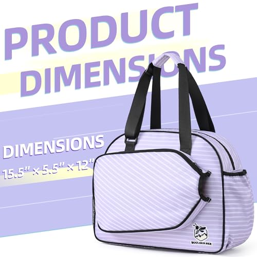 Boulder Bee Pickleball Tote Bag for Women with Paddle Holder - color: Purple stripe