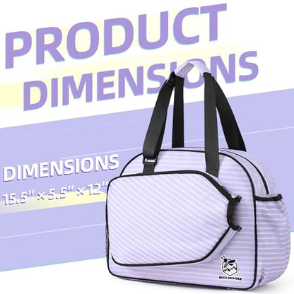 Boulder Bee Pickleball Tote Bag for Women with Paddle Holder - color: Purple stripe