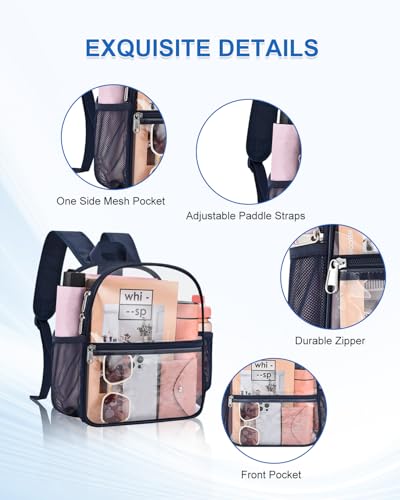 Clear Backpack for Stadium Events, 12x12x6 Small Clear Plastic bag with Reinforced Straps for Game Security Festival Concert - color: Navy