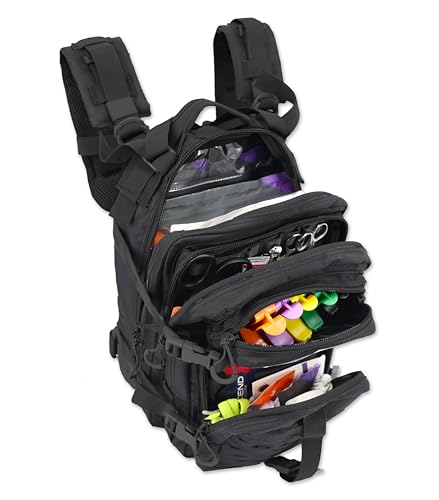 Lightning X Stocked EMS/EMT Trauma & Bleeding First Aid Responder Medical Backpack + Kit - Stealth Black - color: Stealth Black