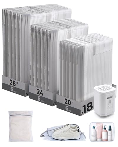 BAGSMART Vacuum Bags for Travel with Rechargeable Air Pump, Portable Space Saver Bags for Travel & Home, Vacuum Compression Seal Bag for Clothing, Blanket, 21 Pack Gray - color: Gray, size: 21 Pcs Travel Sets