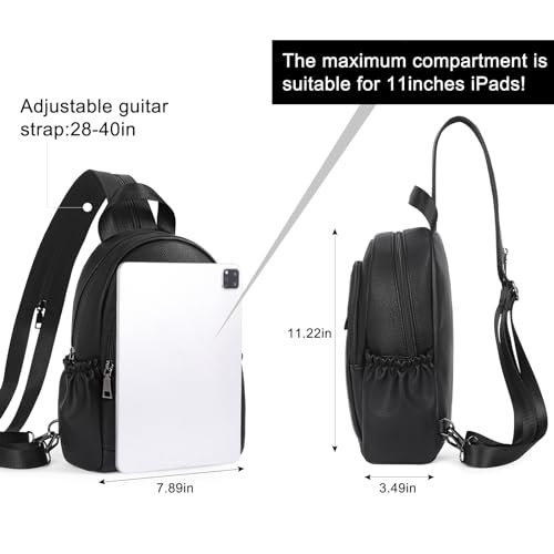 CLUCI Sling Bag for Women Leather Women's Backpack Small Convertible Backpack Purse Crossbody Bag for Travel - color: 0-1 Black