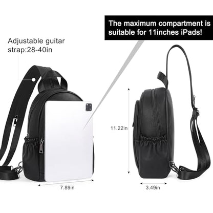 CLUCI Sling Bag for Women Leather Women's Backpack Small Convertible Backpack Purse Crossbody Bag for Travel - color: 0-1 Black