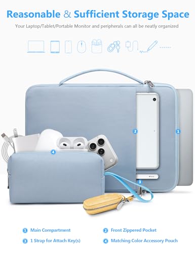 HYZUO 13.3-14 Inch Laptop Case Sleeve Bag for MacBook Pro 14 M5 M4 M3 M2 M1 2026-2021, MacBook Air/Pro 13.3, 13.8"/13.5" Surface Laptop/Book, 13" 13.3" HP Dell Lenovo Asus Acer Chromebook, Pale Blue - color: Pale Blue, size: 13.3-14 Inch