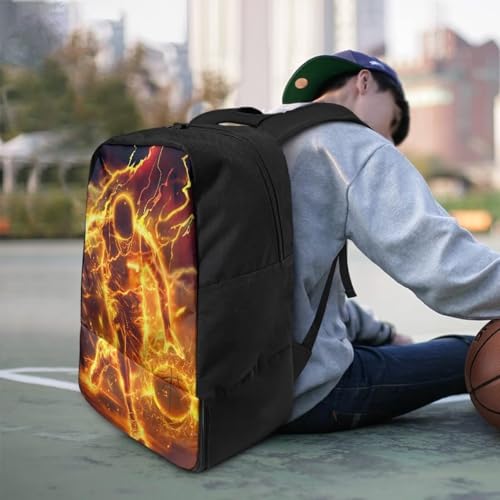 18.5in Basketball Backpack Basketball Bag with Shoe Compartment & Ball Holder, Waterproof Bag for Soccer Volleyball - color: Cool Figure Basketball Print