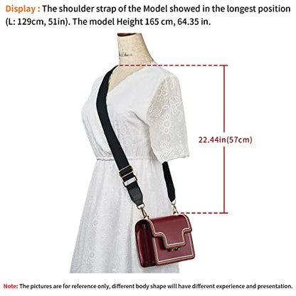 DEVPSISR Wide Shoulder Purse Strap Replacement Adjustable Belt Canvas Bag Crossbody Handbag - color: Leather Buckle-black