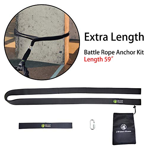J Bryant Fitness Extra Length Outdoor Battle Rope Anchor Strap Kit Accessories Sport for Rope Easy Setup Home Gym Muscle Workout Equipment | 19" | 31" | 59" Length - size: Small