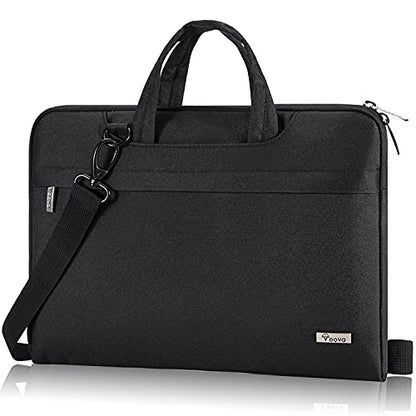 Voova Laptop Bag 13 14 Inch, Waterproof Computer Sleeve Carrying Case with Shoulder Straps & Handle Compatible with Macbook Air 13 M2/M3/M4, MacBook Pro 13/14, HP Dell Lenovo Chromebook 14, Black - color: Black, size: 13-14 Inch(35 x 24 x 2.5 cm)
